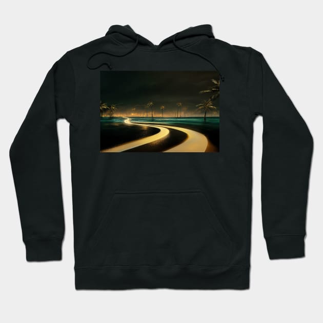 Ocean Front Broken Road To Fantasy Island / Abstract And Surreal Unwind Art Hoodie by Unwind-Art-Work